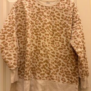 Aerie Tan Leopard Print Sweatshirt